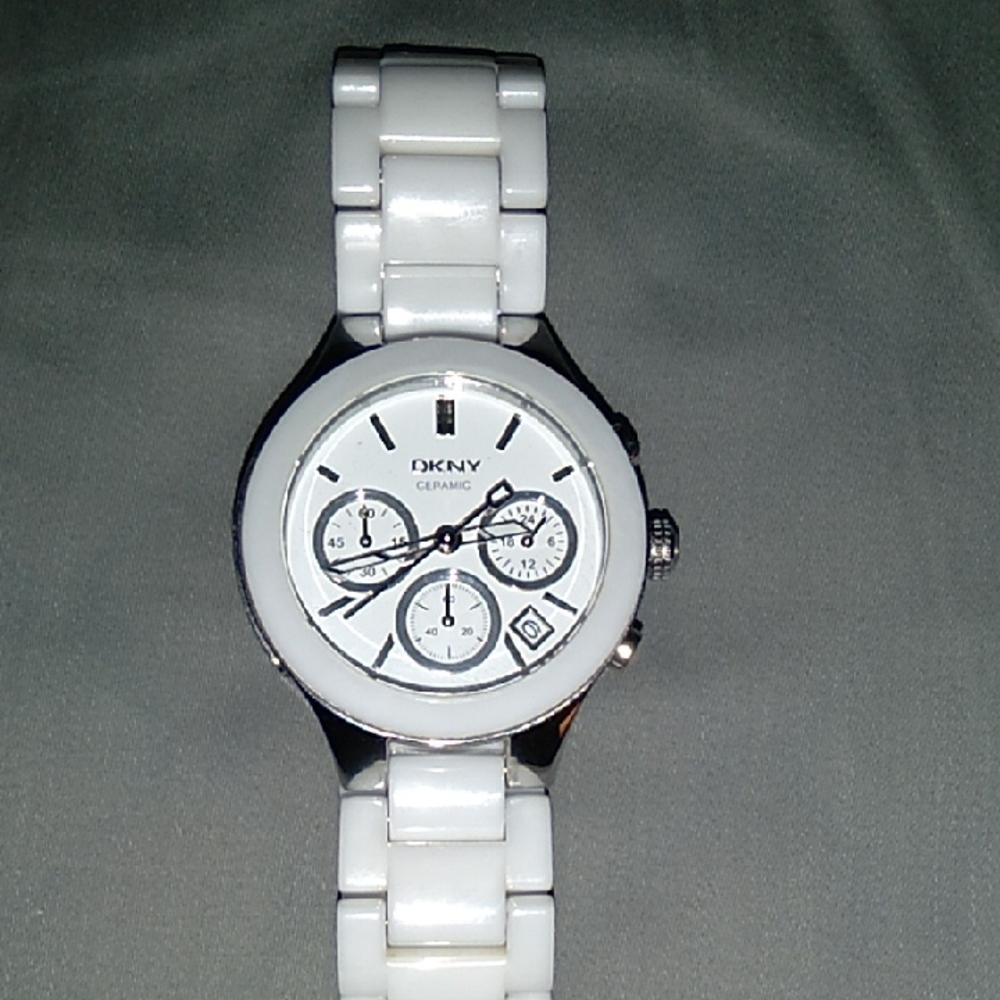 DKNY Vintage White Ceramic Stainless Steel Watch